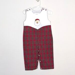 Lil Cactus Santa Claus Christmas Plaid Romper 12-18m